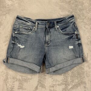 Silver Denim Shorts Womens W30 L4.5 Blue Jean Boyfriend‎ Short Cuffed Relaxed